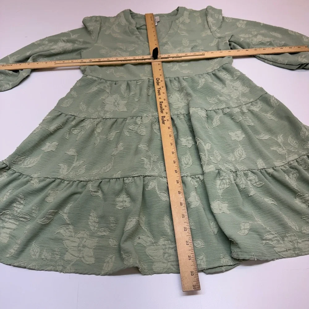 Joie Dress Womens Medium Green Floral Jacquard Boho Cottagecore